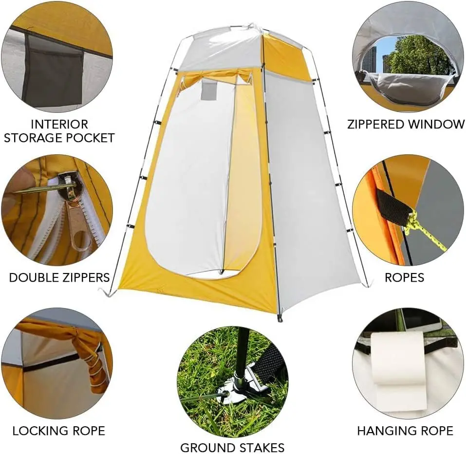 Portable Camp Shower Tent Pop-Up Durable Privacy Changing Room Solar Bag Easy Setup Camping Outdoor Shower Tent Portable Toilet RV Bunk Beach Picnic Fishing Potty Plant Watering