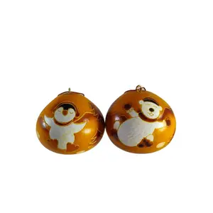 Handcarved 3 In Peruvian Traditional Gourd Christmas Tree Ornament Decoration - Fair Trade, Set of 2, Home & Festive Party Supplies Decor