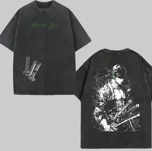 Roronoa Zoro T-Shirt One Piece Anime Tee Three Sword Style Shirt Santoryu Graphic Top Vintage Washed Streetwear Green Aesthetic Design Wano Arc Zoro Tee Oversized Unisex Outfit Shonen Spirit Collection Vintage Style Top for Man - Menswear