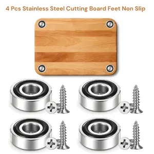4 Pcs Stainless Steel Cutting Board Feet Non Slip, Silicone Rubber Legs for Wood & Bamboo Cutting Board, Mother Birthday Gift