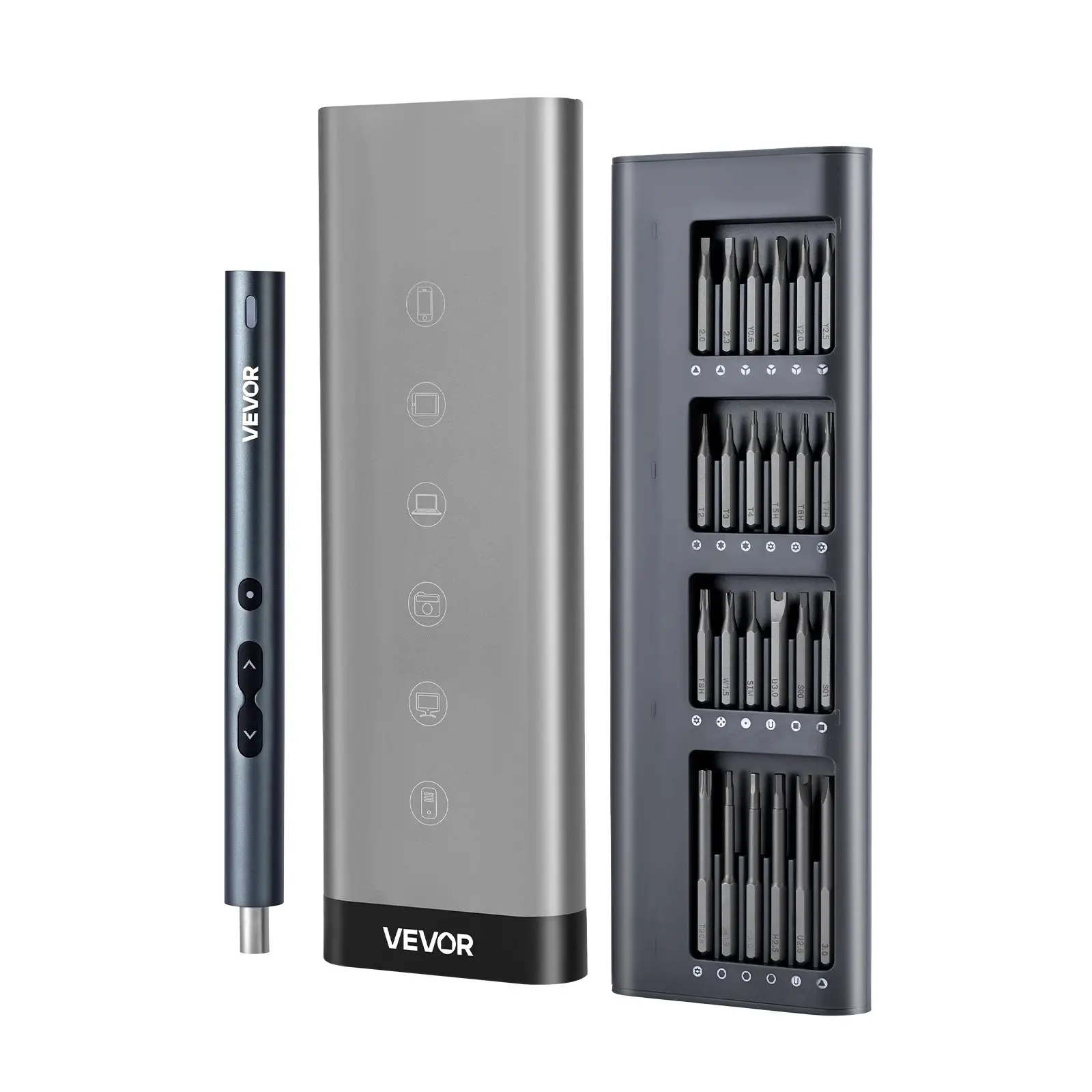 VEVOR Electric Precision Screwdriver Set - 48 S2 Steel Magnetic Bits, Mini Type-C Charging Screwdriver with Magnetic Storage Box, LED Light, for Laptop & Electronics Repair