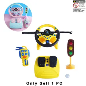 Realistic Car Steering Wheel Toy Set, Kids Traffic Learning Machine, Lights Music Singing, Unisex, 2 Colors, Requires Batteries, Musical Light Up