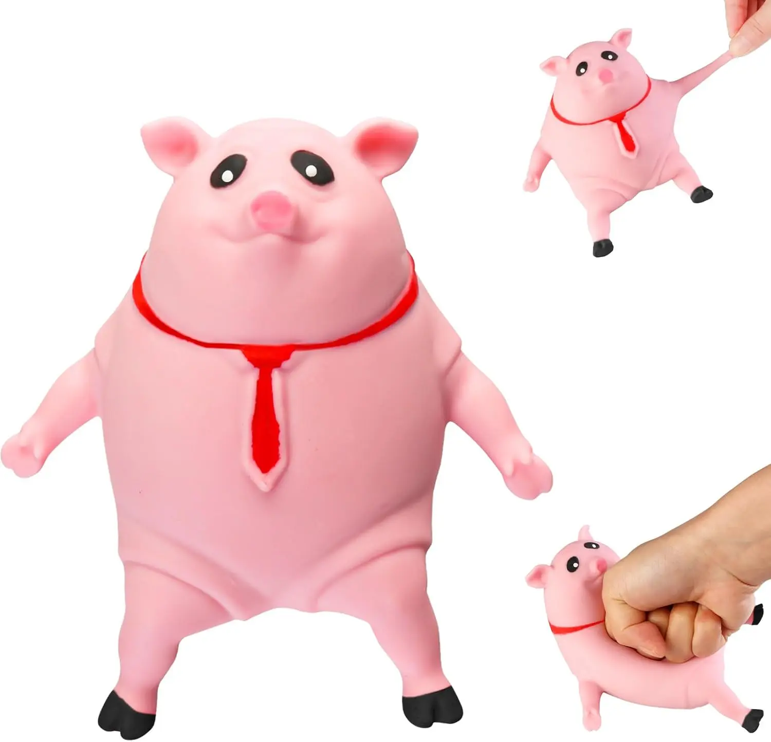 Stress Pink Pig Toys,（large size） Fun Cute Pink Pig Soft Toys, Stress Stretch Pig Toys, Stress Reduction and Squeeze Relief Toys, Sensory Toys for Adults, Easter Fun Gifts