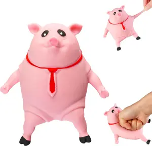 Stress Pink Pig Toys,（large size） Fun Cute Pink Pig Soft Toys, Stress Stretch Pig Toys, Stress Reduction and Squeeze Relief Toys, Sensory Toys for Adults, Easter Fun Gifts