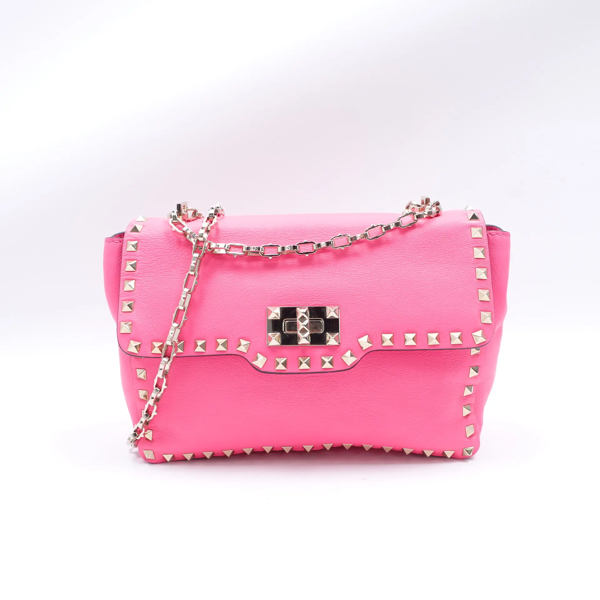 Pre-owned Valentino Calfskin Shoulder Bags Pink Leather Shoulder Bag T10396028
