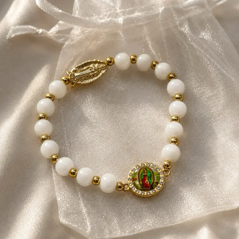 12pcs Beaded Bracelet Set - Baptismal First Communion Party Favors with Free Bags, 12-Piece Festive Gift for Party Supplies, Party Favor, Twelve Pieces