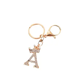 Sparkling A-Z Letter Keychain - Gold Crystal Crown Pendant for Purse, Wallet, Backpack, Perfect Gift for Mom, Birthday, Mother's Day