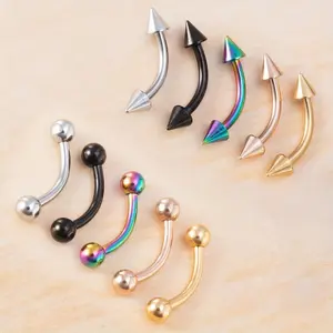10Pcs Stainless Steel Curved Barbell Rings Belly Button Piercing Hoop Set Colorful Eyebrow, Navel, and Lip Body Piercings Jewelry Stainless Steel Bohemian Navel Pins Piercing Hoop Set