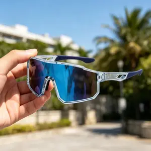 UV400 Oversized Sunglasses-Goggles, Windproof, Dustproof Sports Eyewear for Outdoor Cycling, Skiing