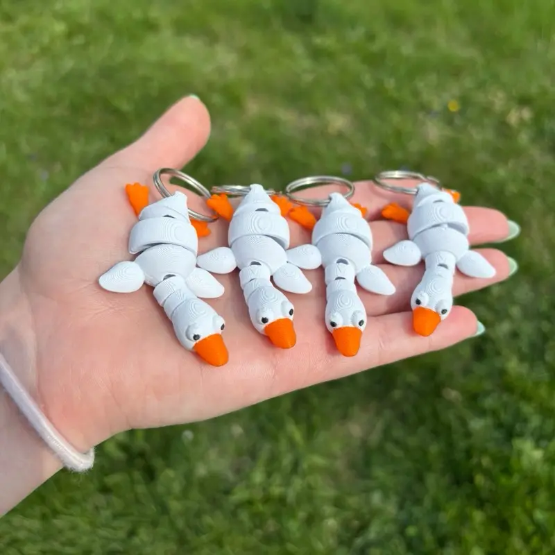 Silly Porch Goose Keychains - Adorable White Ducks with Orange Beaks for Fun Accessory