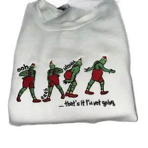 Embroidered Elf Christmas Sweatshirt  - Cozy Holiday Sweater Menswear Soft Festive Hoodie Long Tops
