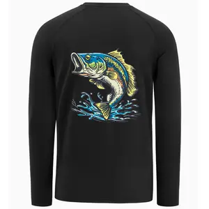 BASSDASH Men’s Fish Graphic UPF 50+ Long Sleeve Fishing Shirts Sun Protection Breathable Moisture Wicking T-Shirt