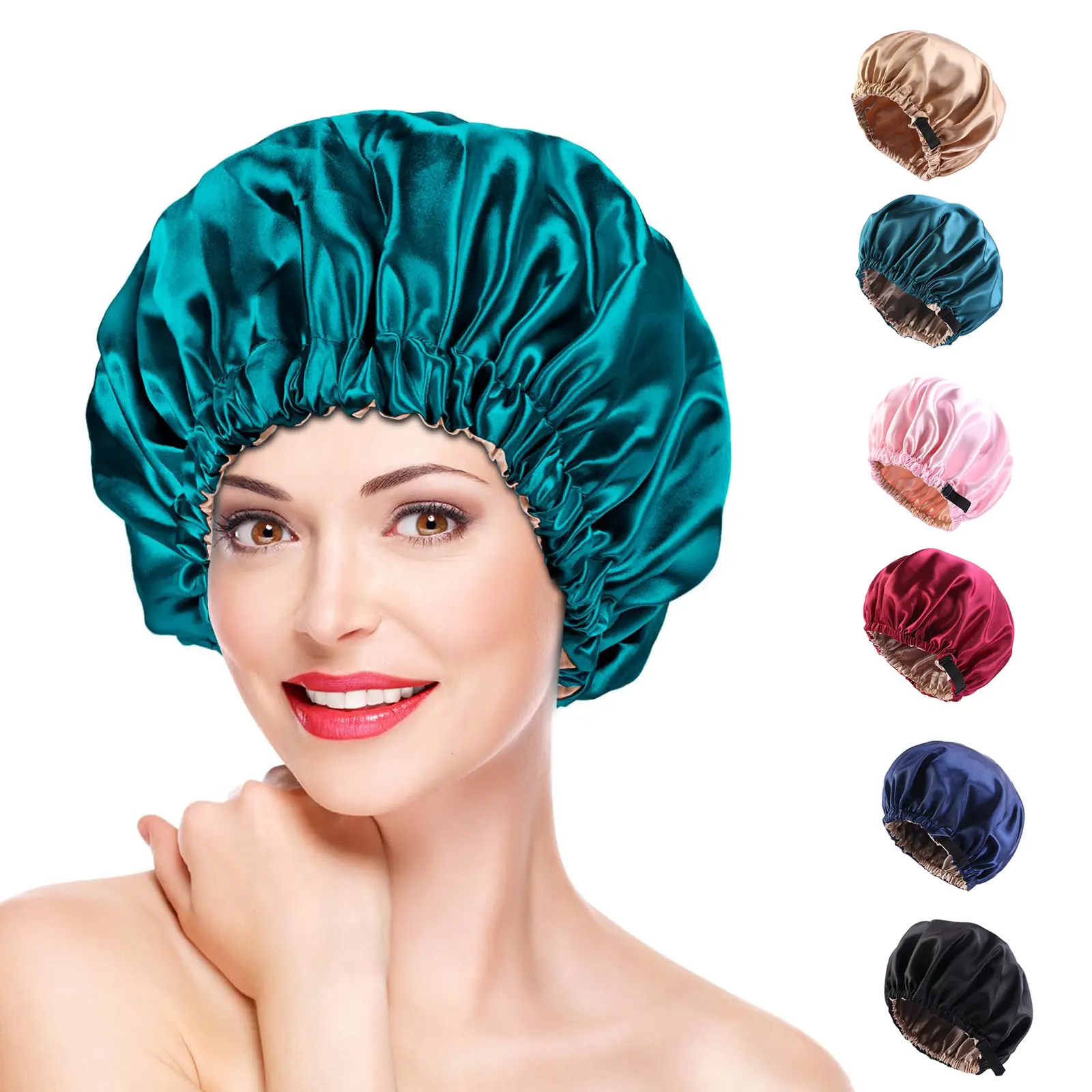 Adult Satin Shower Cap - Soft, Portable, Breathable, Quick-Drying, Waterproof, Universal Size, Cute Design Bathroom Accessory, Shower Caps