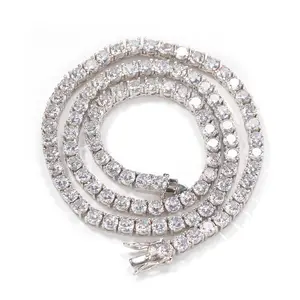 TCC 4mm Classic Tennis Moissanite Necklace "Silver"