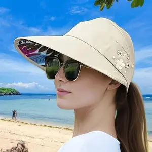 Women’s Wide Brim Sun Hat – UV Protection Beach Hat with Floral Design for Summer Travel
