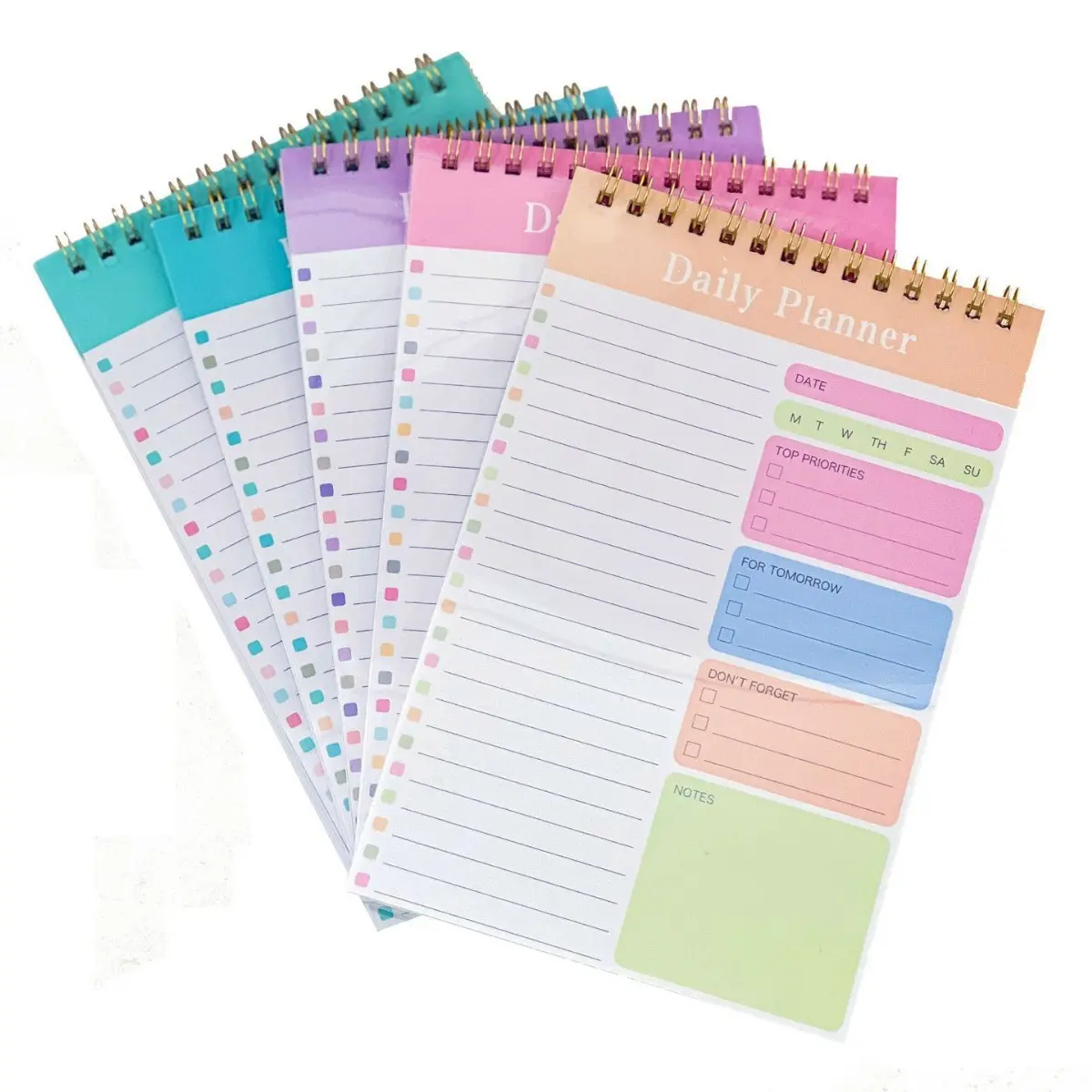5 Pcs/Set - Daily To Do List Notepad - 5 x 8 Portable Planner - 30 Laminated Sheets for Work, School, Fitness & Academic Goals - Inspirational Task Organizer Notebook - Perfect Back To School Supplies - Productivity Planner
