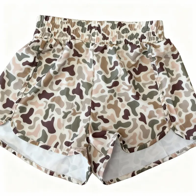 Y2K Street Camo Shorts Women's High-Waisted Athletic Shorts 90s-Style Relaxed Casual Shorts Elastic Waistband Design