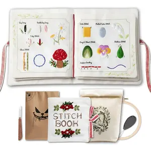 Beginner'S Guide To Embroidery Stitches, Including Fabric Pages, DIY Stitch Book, Embroidery Sewing Book, Embroidery Book, Adult Sewing Book, Suitable For Adults, DIY Sewing Kit, With Floral Patterns, Practice Patterns.
