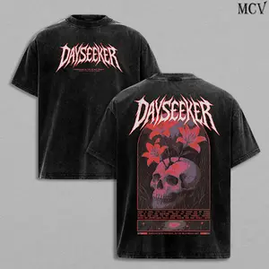 Dayseeker Creature Metal Skull Tee Washed – Vintage Acid Wash Heavy Cotton Oversize Unisex Rock Band T-Shirt, Sweatshirt & Hoodie, Retro Metalcore Streetwear Top, Heavy Music Graphic Tee Y2K Concert Merch for Fans