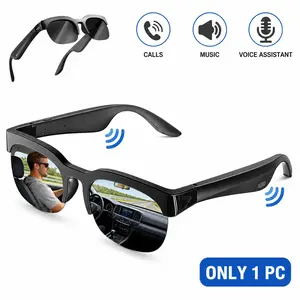 Bluetooth Sunglasses Polarized Sports Smart Sunglasses for Men and Women UV Protection Bluetooth Glasses for Cycling Driving Ultra Lightweight Rectangular Polarized Sunglasses Sun glasses Polarized Lens UV Blocking