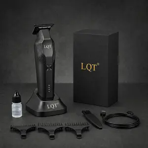 LQT Professional T-Blade Trimmer with Charging Dock, Zero Gapped Detail Clipper for Home Salon, Matte Black Cordless Hair Trimmer, USB Rechargeable Barber Tool, Great Gift for Men