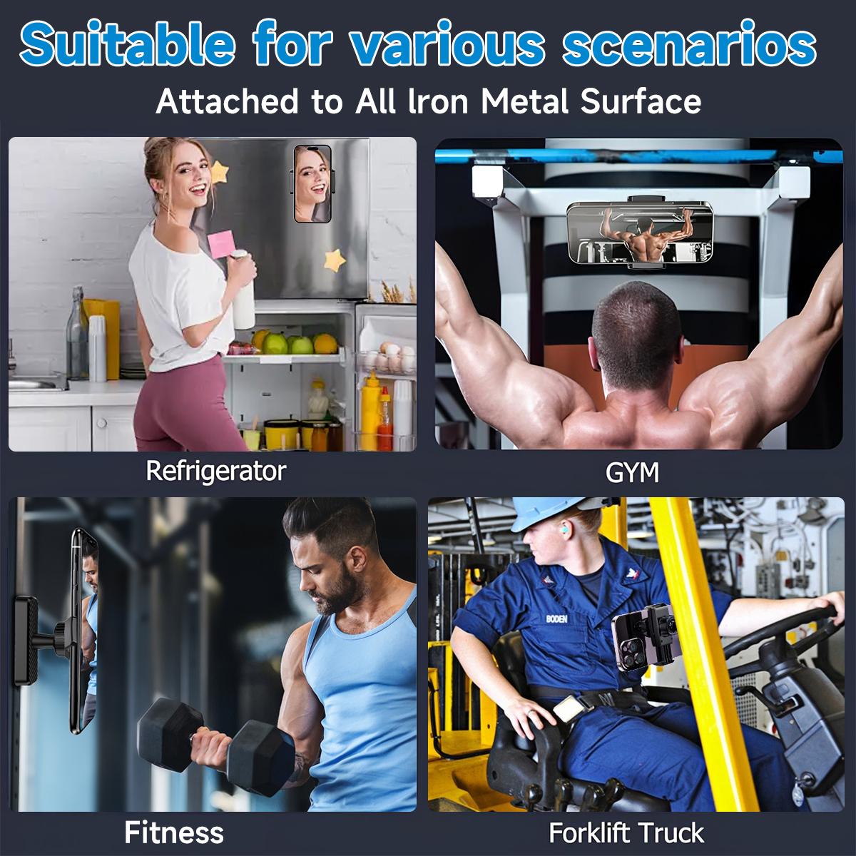 Magnetic Phone Holder for Gym, 360° Adjustable, Strong Portable Magnet Phone Mount for Workout Recording, Gym Phone Mount with Strong Magnet Base, Compatible with All Smartphones 4.7-7" Magnetic Phone Holder for Gym, 360° Adjustable, Strong Portable Magnet Phone Mount for Workout Recording, Gym Phone Mount with Strong Magnet Base, Compatible with All Smartphones 4.7-7"
