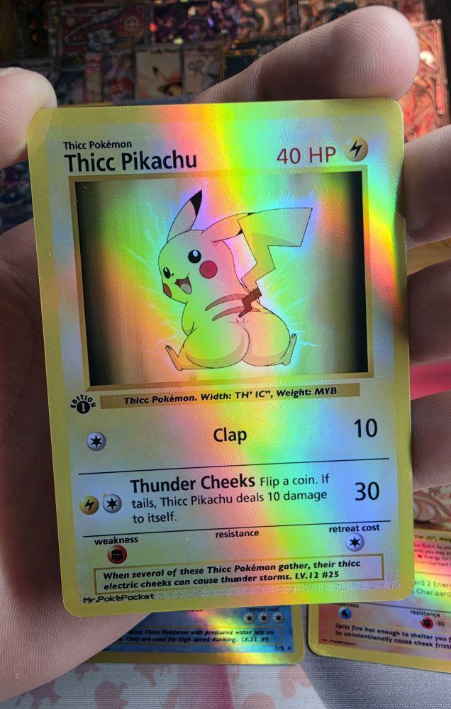 Thicc Kanto Bundle: Charizard, Blastoise, Venusaur, Pikachu - 4 Card Set - Rainbow Holo Finish - NEW: THICC EEEVEELUTION Bundle Custom Pokemon Proxy Cards - Ships Free