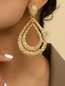 Fashion Hollow Out Double Layer Water Drop Earrings, Lightweight Versatile Jewelry, Perfect for Daily Wear and Vacation, Great Gift Idea, Fashion Accessory