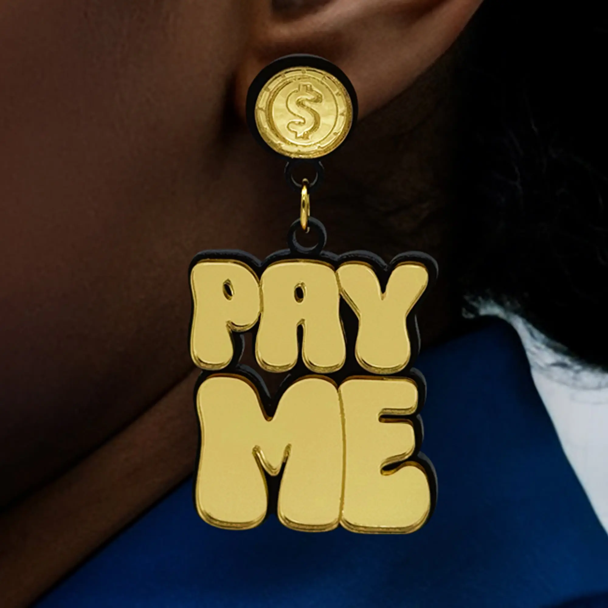 Pay Me Earrings, Girl Boss Gift, Office Jewelry, For The Small Business Owner, Entrepreneur Dangle Earrings, Money Earrings