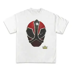 PR Samurai Red Ranger Tee - Graphic Casual Fitted Short Sleeve Crew Neck Medium Length Summer Top for Men