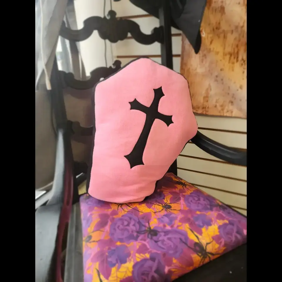 🖤 Fleece Coffin-Shaped Pillow - 19" x 13" ✨