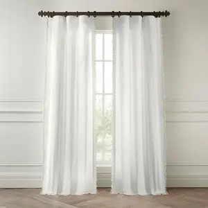 Half Price Drapes Bordered Modern Hampton Textured Cotton Curtain