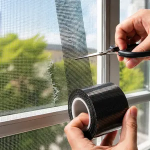 Window Screen Repair Tape Strong Adhesive Fiberglass Tape for Screen Doors and Windows Long Lasting Fix Tears Holes Easy DIY Home Improvement Prevent Bugs and Keep Your Home Protected Durable and Quick Solution for All Window Screens