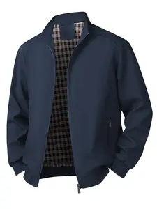 Men's Casual Lightweight Solid Color Collared Jacket, Spring & Fall Lightweight Stylish Commuter Coat, Versatile Fitted Jacket for Daily Wear