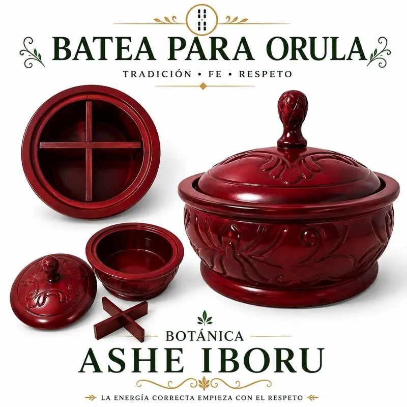 Wooden Batea for Orula and Shango Rituals