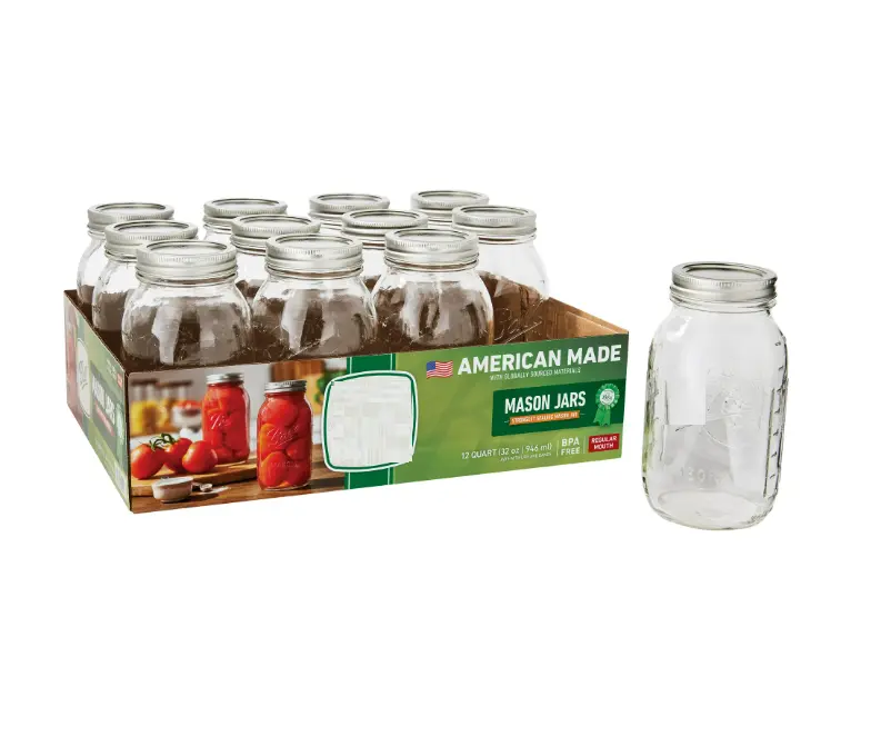 American Made 32-Ounce Glass Canning Jars Regular Mouth Pack of 12 BPA Free Mason Jars for Canning and Preserving USA Made Quality