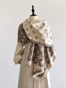 Women's Geometric Pattern Fringe Scarf, Soft Warm Woven Shawl for Fall & Winter, Elegant Fitted Fashion Accessory, Shawl Wrap