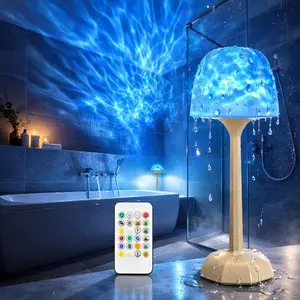 Shower Lamp Ocean Wave Projector Light,Rechargeable Battery Powered Water Ripple Ambient Night Light, Waterproof Bathroom Light for Shower, Bedroom, Home Spa, Relaxing Mood Lighting, USB Charging, Portable Decorative Lamp