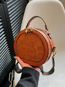 Fashion Versatile Women's Disc Bag, Solid Color Casual Wide Shoulder Strap Handbag, Single Shoulder Crossbody Bag