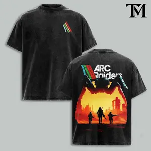 ARC Raiders Sci-Fi Game T-Shirt, Tee men, Sweatshirt Concept Art Oversized Washed Vintage Shirt – Double-Sided Casual Cotton Fabric Tech Streetwear graphic tee Unisex Retro
