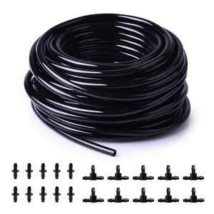 50ft 1/4 Inch Drip Irrigation Pipe, Blank Distribution Pipe, Garden Irrigation System, Garden Hose with 20 Drip Irrigation Parts, Watering Systems