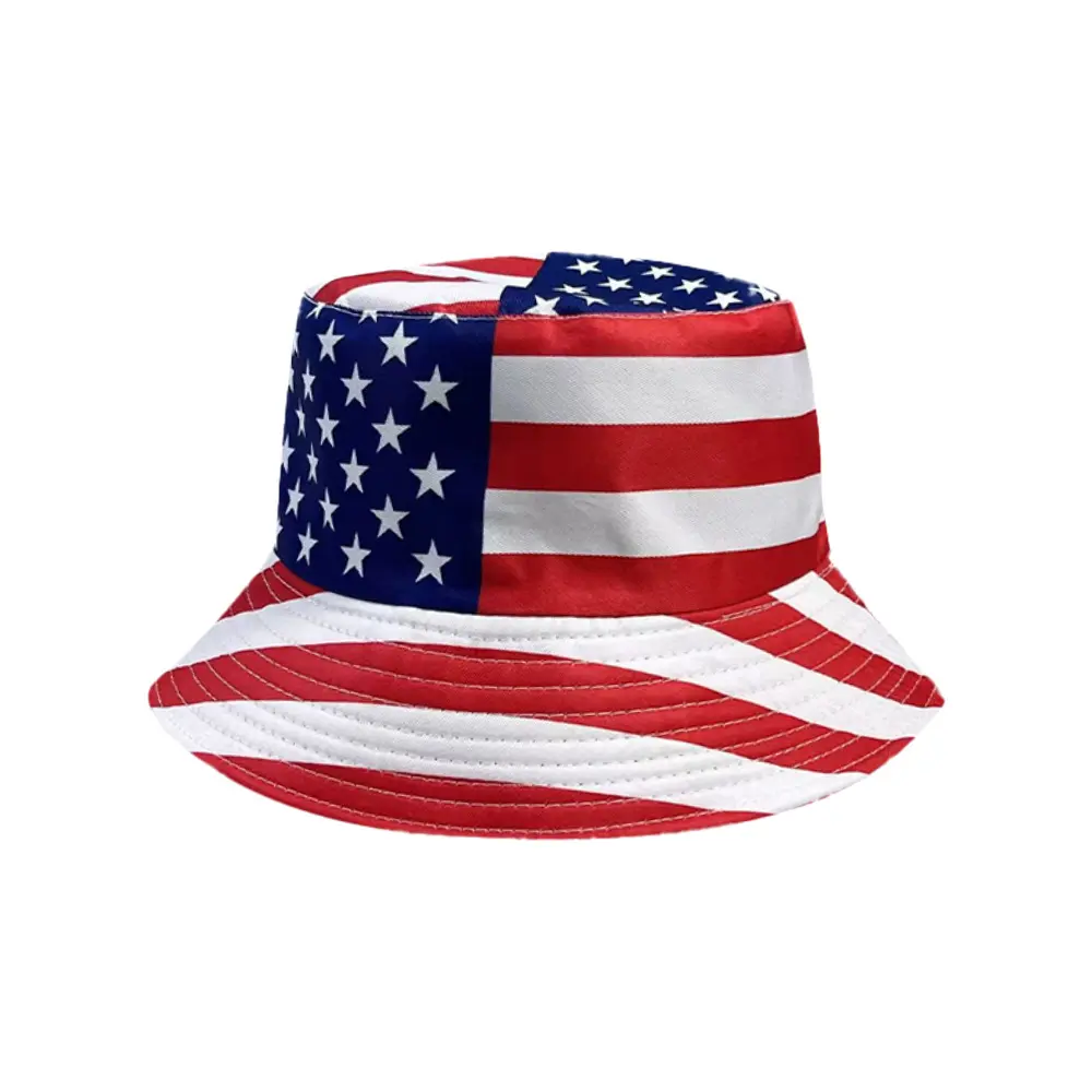 Reversible American Flag Bucket Hat - Patriotic USA Sun Hat for Men & Women, Breathable UV Protection Outdoor Summer Cap for 4th of July