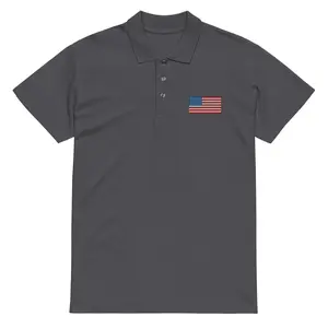 100% Cotton Pique Polo | USA Flag Embroidery