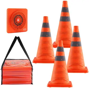 Spring new arrivals Safety Cones, 4 Pack 18 inch Collapsible Traffic Cones, Construction Cones with Reflective Collars, Wide Base and A Storage Bag, for Traffic Control, Driving Training, Parking Lots