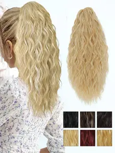 KAIRIYA 20 Inch Long Wavy Claw Ponytail Extension, Natural Soft Synthetic Wavy Claw in Ponytail Hair Extension, Synthetic Fake Pony Tails Hairpieces, Synthetic Extensions