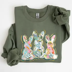 Brushstroke, Easter, Peter Cottontail Watercolor Sweatshirt, Women's Crew Neck, Crewneck