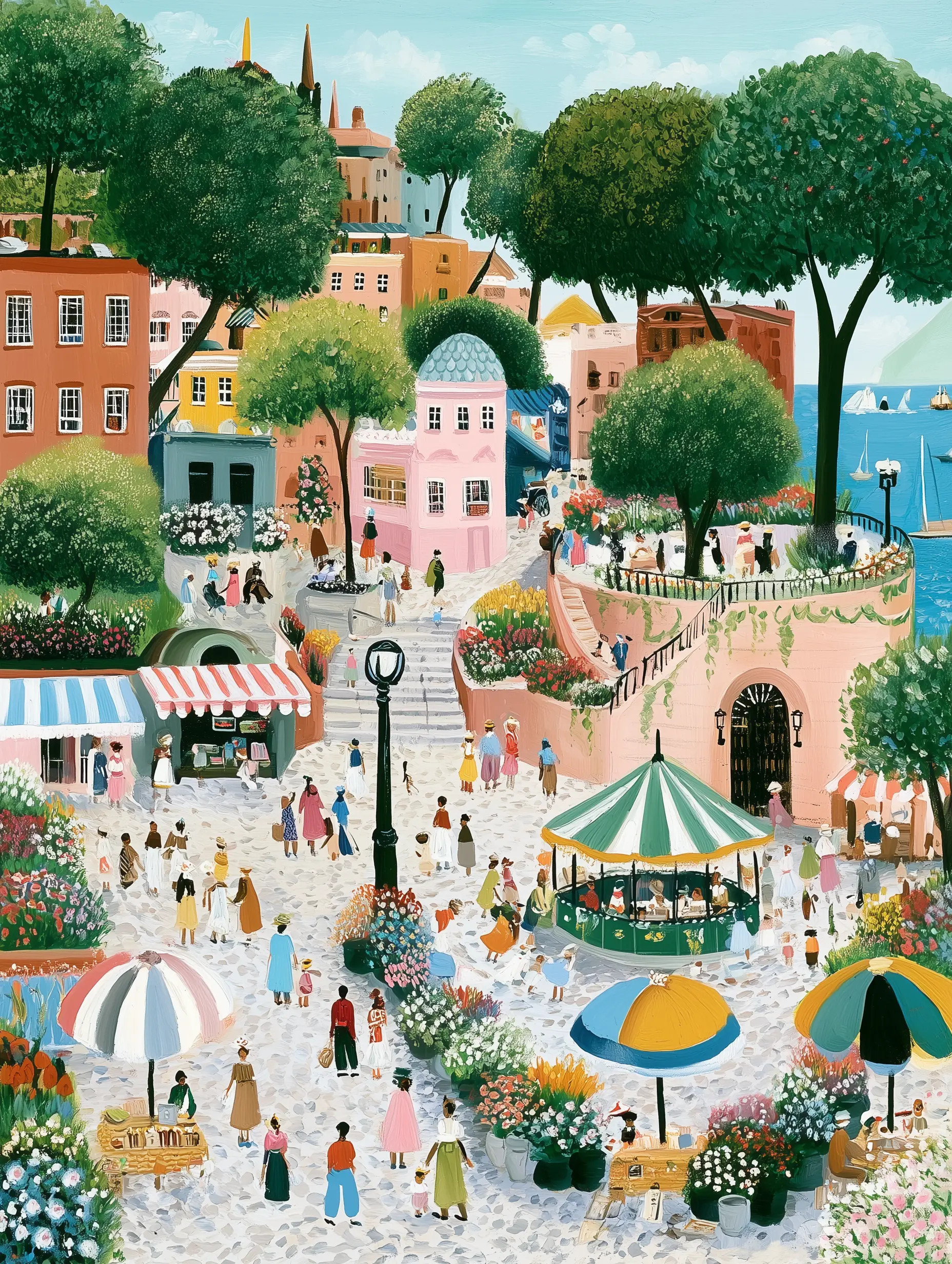1000 Piece Jigsaw Puzzle for Adults | Premium Thick Cardboard | Challenging & Relaxing Family Game | Beautiful Home Decor & Gift | Coastal Town | Mediterranean Market