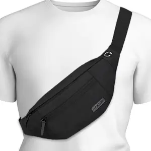 Large Crossbody Fanny Pack with Four Zipper Pockets Adjustable Strap Reflective Loop for Sports Festivals Traveling Casual Use Water-Resistant Durable Fabric