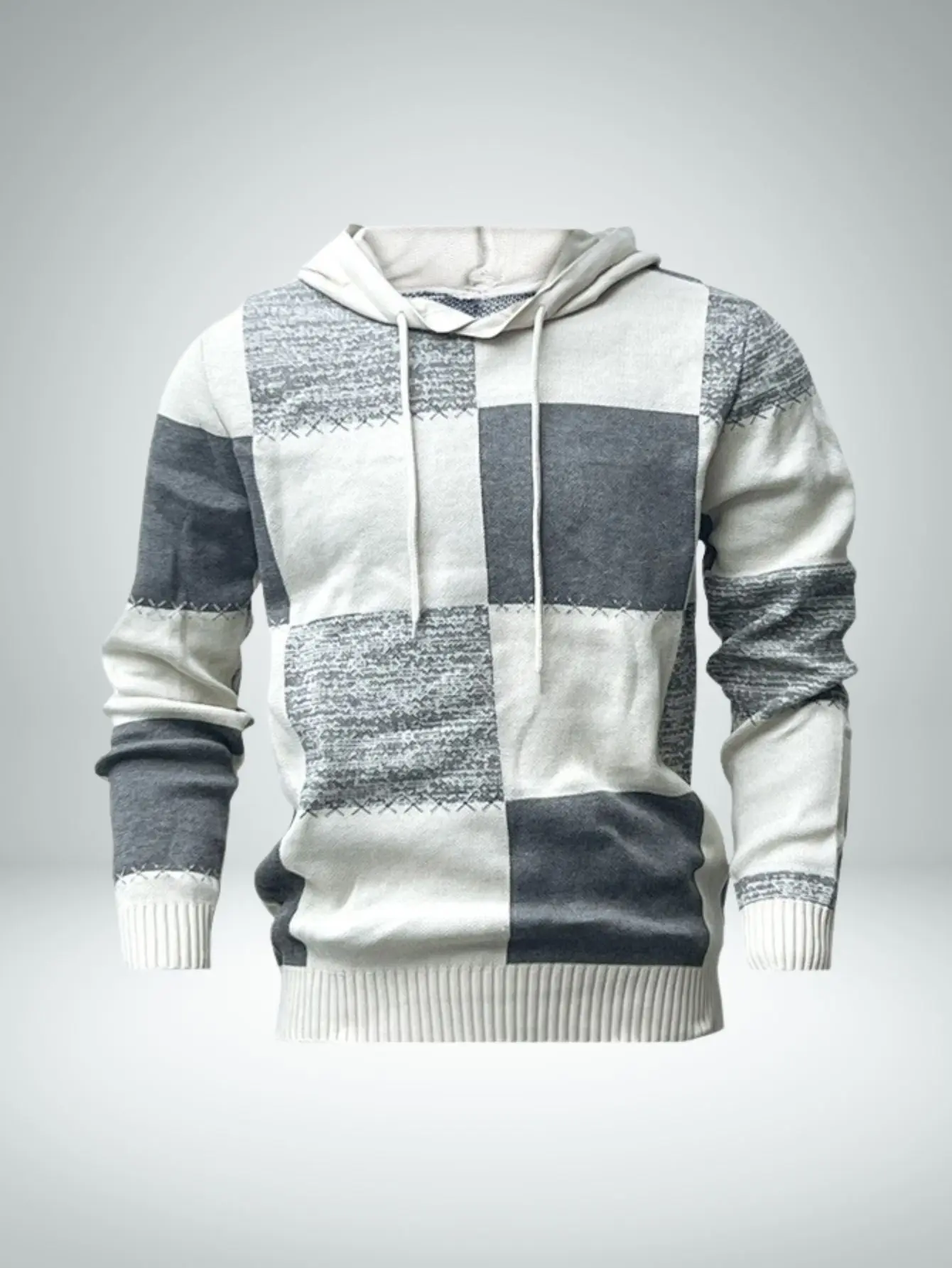 Men's Fashion Casual Plaid Hooded Sweater - Cotton Material, Plaid Design, Hooded Style, Versatile & Comfortable for Everyday Wear, Ideal for Casual Outings
