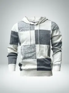 Men's Fashion Casual Plaid Hooded Sweater - Cotton Material, Plaid Design, Hooded Style, Versatile & Comfortable for Everyday Wear, Ideal for Casual Outings